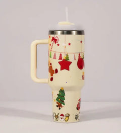 New Christmas Pattern Tumbler With Handle