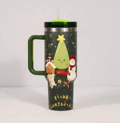 New Christmas Pattern Tumbler With Handle