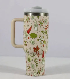 New Christmas Pattern Tumbler With Handle