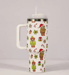 New Christmas Pattern Tumbler With Handle