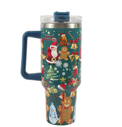 New Christmas Pattern Tumbler With Handle