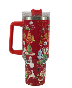 New Christmas Pattern Tumbler With Handle