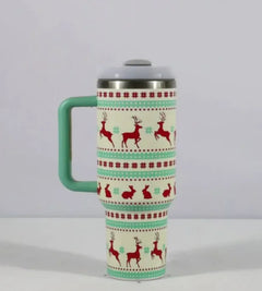 New Christmas Pattern Tumbler With Handle