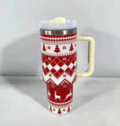 New Christmas Pattern Tumbler With Handle